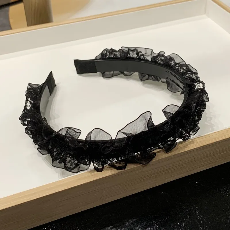 

Lace Pleated Hairband - Plain Colour, Non-slip Face-washing Hairband, Travel Date Styling Headwear
