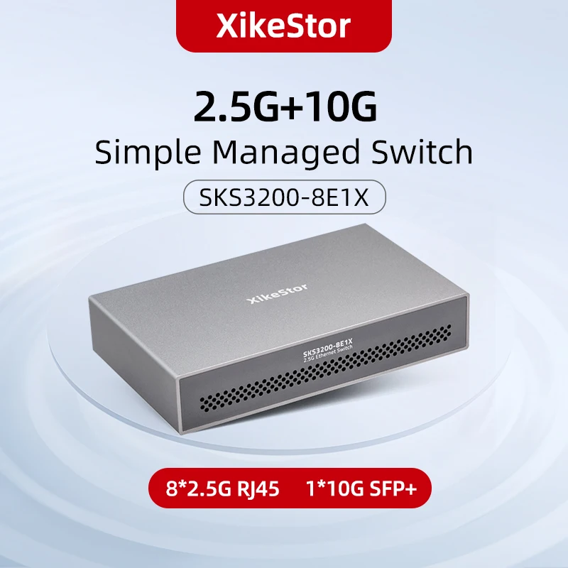 

XikeStor 9-Port Simple Easy Smart Etherent Managed Switch with 8*2.5G RJ45 & 1*10G SFP+ Support VLAN Division/Link Aggregation