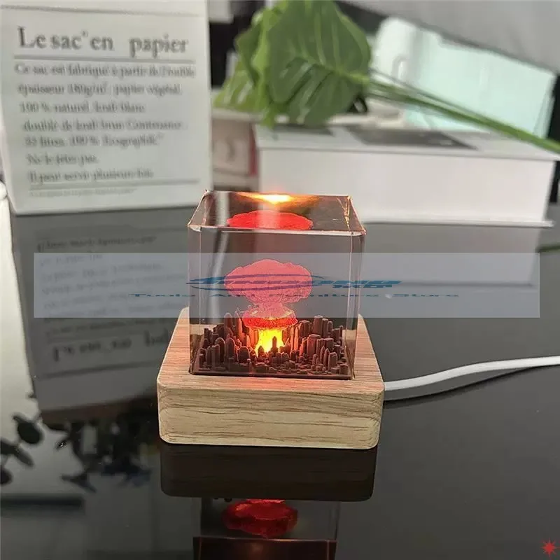 هيروشيما الحب ضوء الليل اليدوية الراتنج الذرية قنبلة الهيدروجين قنبلة انفجار الفطر سحابة زخرفة هدية حلية