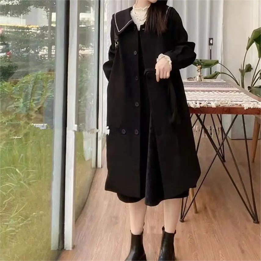 

Trench Coat With Belt Women's 2024 New Autumn Winter Mid Length Korean Temperament Early Spring Coat Single Breasted Windbreak