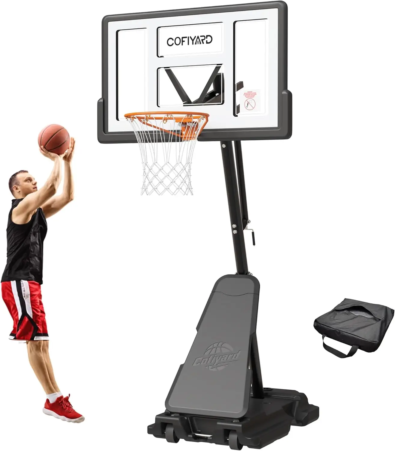 

Portable Basketball Hoop with 44/48/54in Shatterproof Backboard, 5.25-10ft Adjustable Height, Stable Base with Sandbag