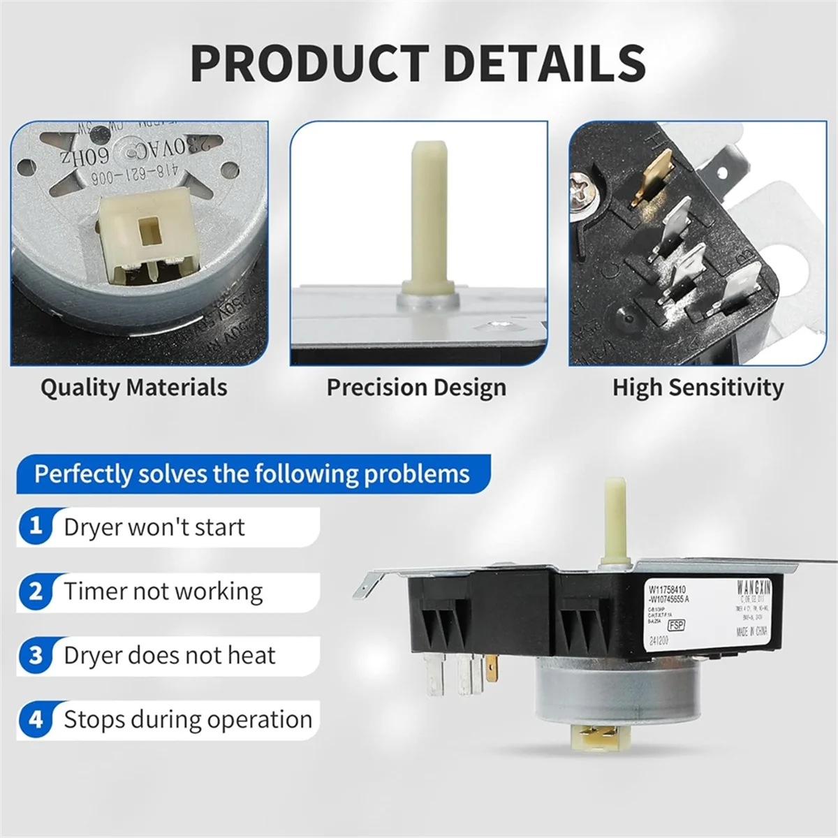 New W10745655 W10857612 W10436308 W11043389 Dryer Timer for 230VAC 60Hz Dryer Timer NED4655EW1