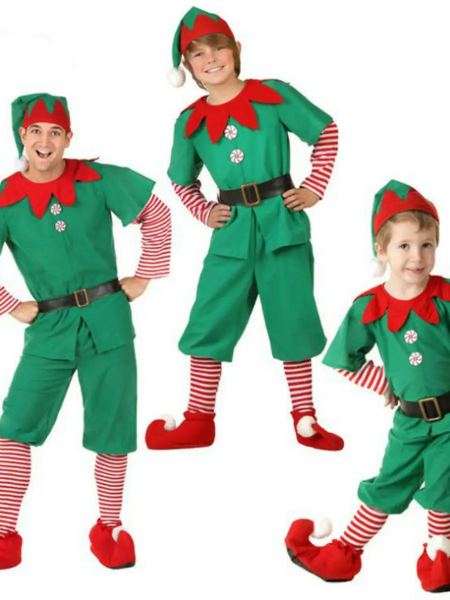 Nowy strój dla dzieci, kostium na Halloween dla rodziców i dzieci, pasujący strój elfa, ubrania dla chłopców, materiał poliestrowy, sezon wiosenny.