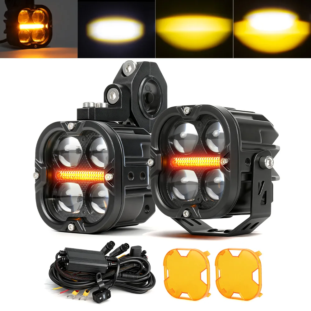 Super Bright High Low Beam Yellow Spotlight Offroad 120W 3 Inch Led Motorcycle Kit Auxiliary Lights for R1300 Gs rs Rzr X3！！