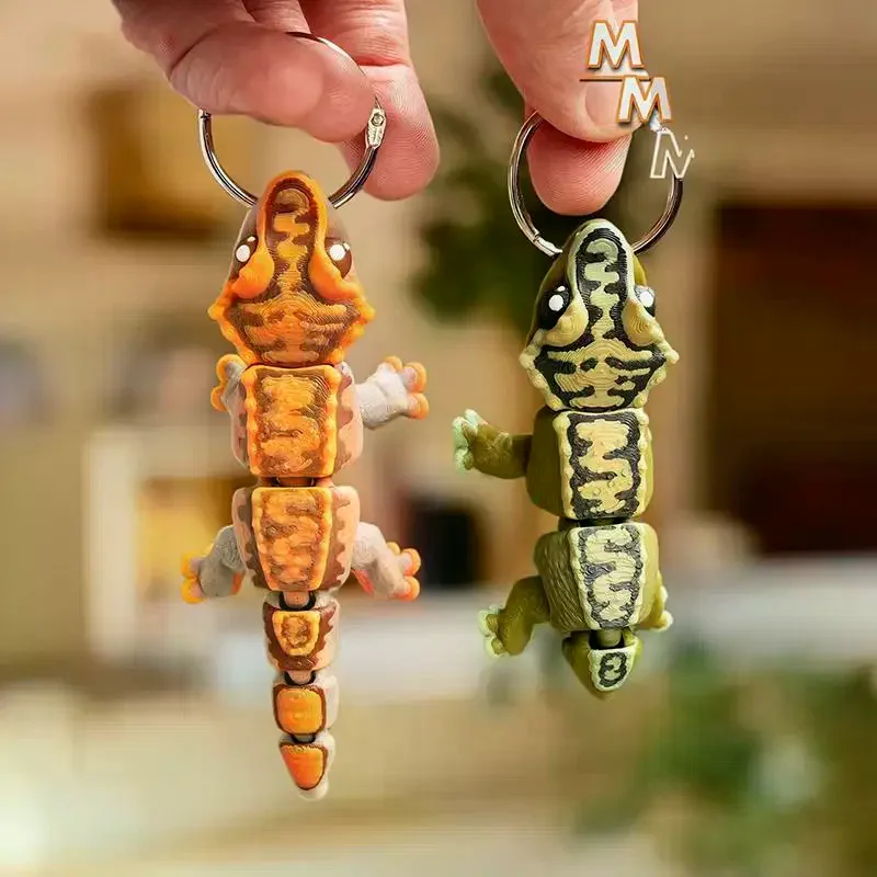 Mini Eyelash Horns 3D Printed Gecko Keychain Stylish Home Decor Handicrafts for Kids Adults Gift Accessory