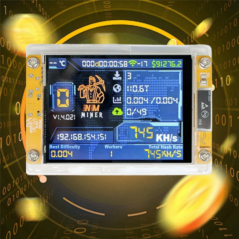 Ingenious-745KH/S Nerdminer Nmminer 2.8 Inch Smart Display Upgraded 745KH/S Harshrate Bitcoin Crypto Solo Miner Nerdminer Nerdmi