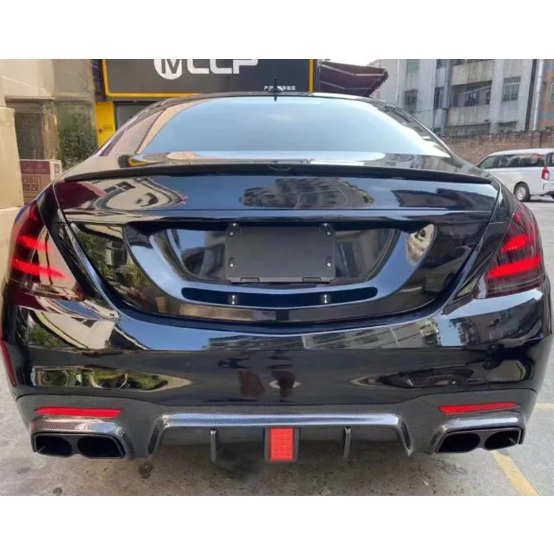 For Mercedes Benz S-Class W222 Carbon Fiber Full Surround Front Lip Rear Lip Air Vent Spoiler Car Body Kit Canard Trim