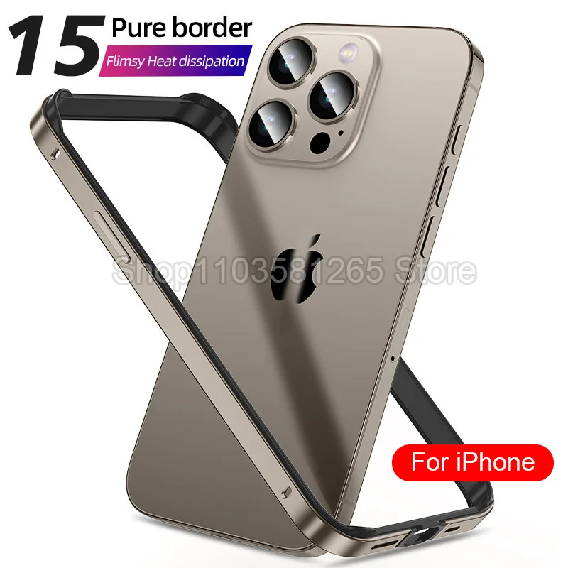 

Hybrid Silicone Frame Aluminum Metal Phone Case for IPhone 16 15 14 13 12 11 Pro Max Better Heat Bumper