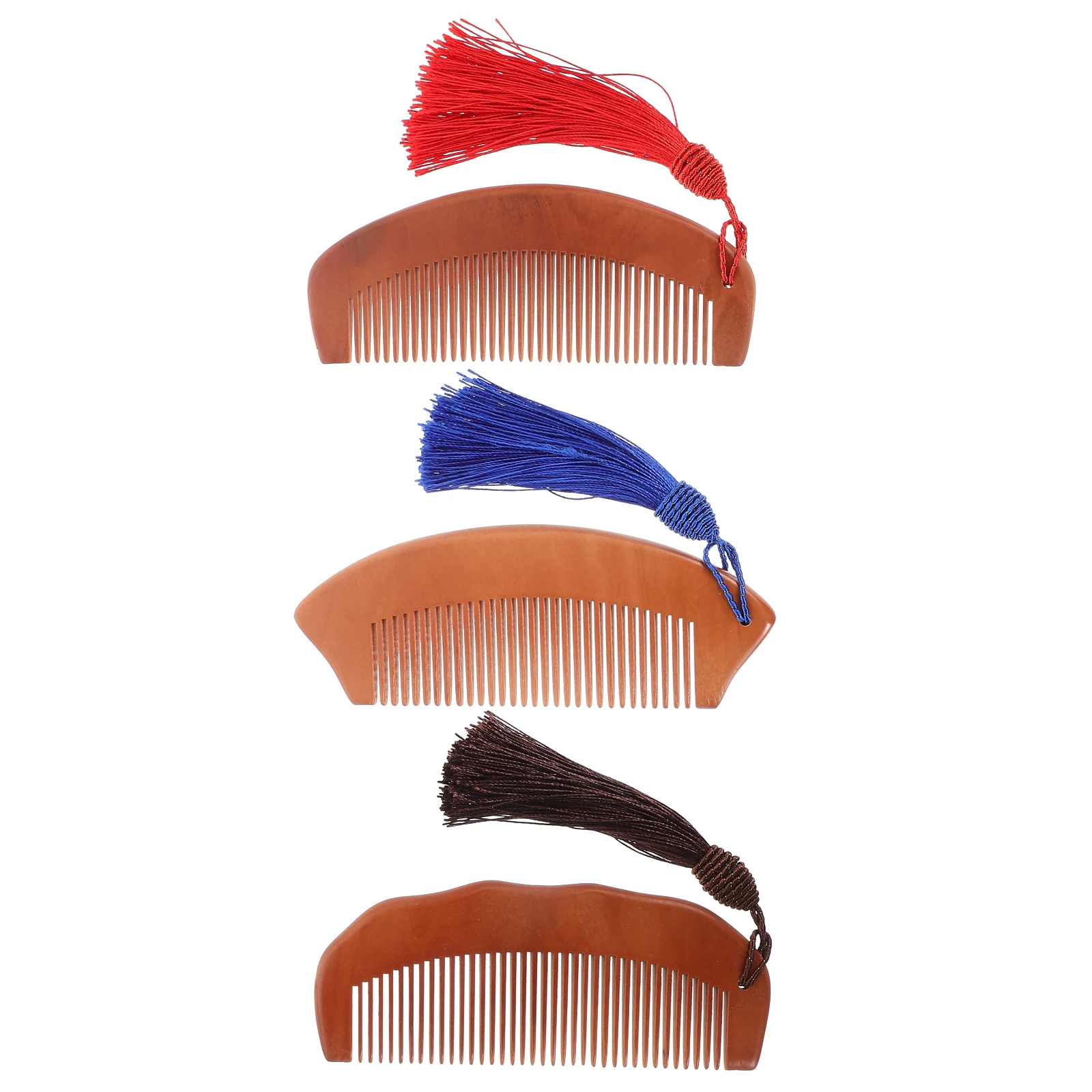

3pcs Wooden Tooth Hair Wooden Decorative Comb Small Portable Peach Wood Compact Massage Comb Anti-Static -Free Hair