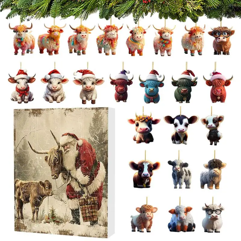 

Christmas Advent Calendar 2024 Advent Calendar Highland Cow Christmas Countdown Christmas Ornaments Bulk Christmas Countdown