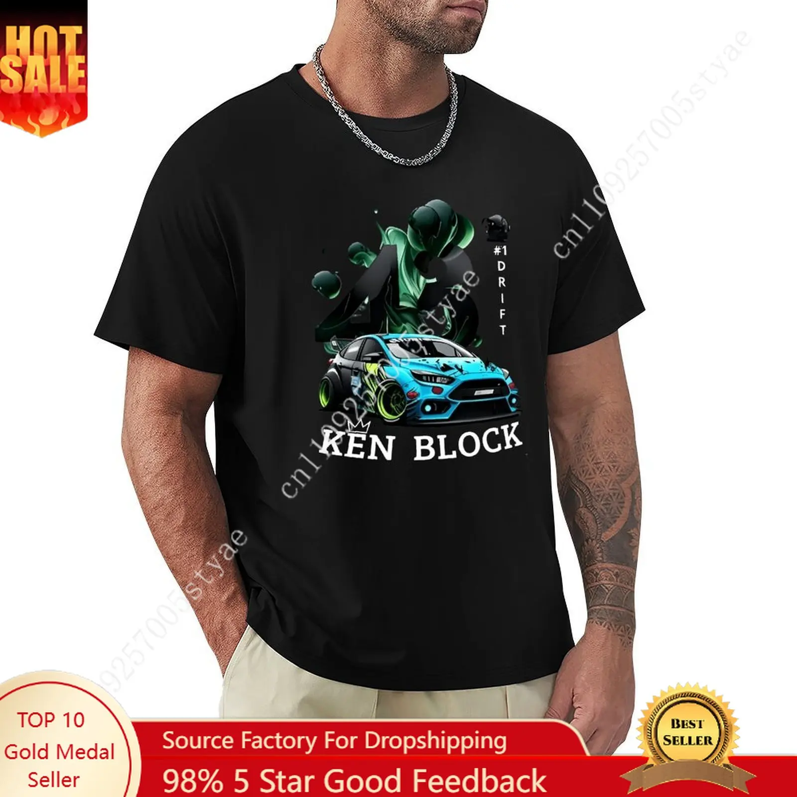 Ken Block 43 100% Cotton Unisex Breathable & Comfortable Custom Direct-to-Garment (DTG) Printed T-Shirt