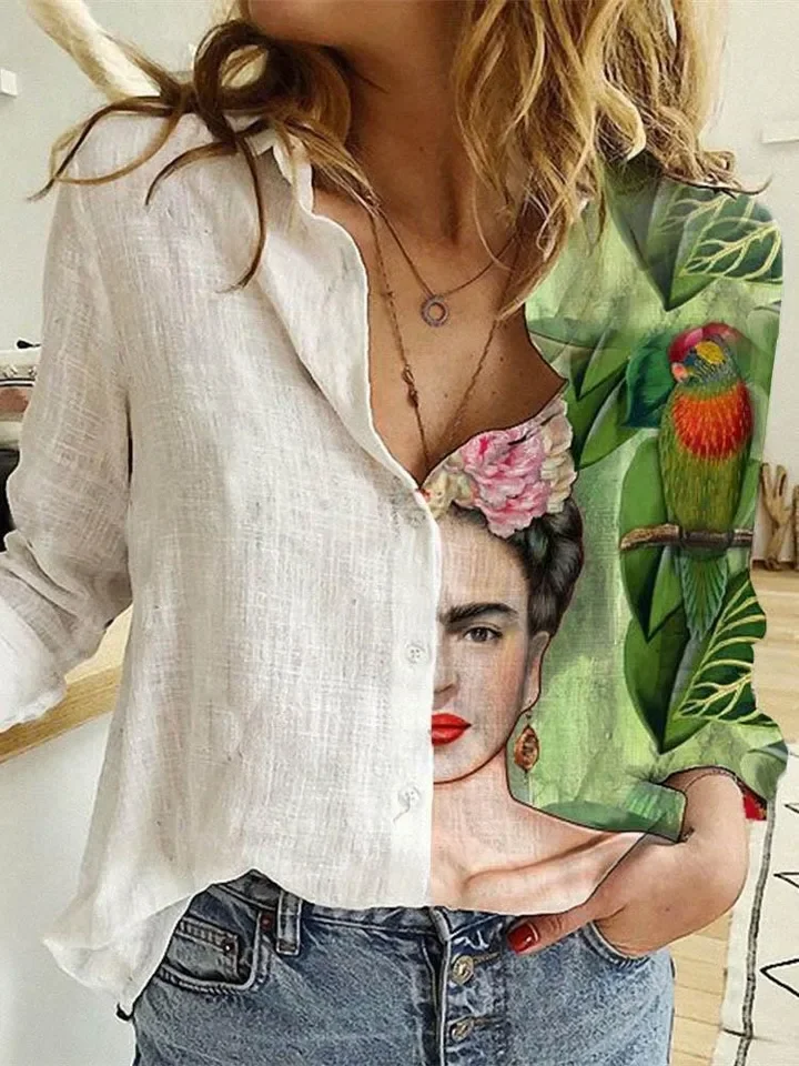 Camisa con estampado de tigre para mujer, camisa de retazos de colores contrastantes a la moda, camisa de manga larga con sentido superior, camisa de diseño de marca de otoño, Tops