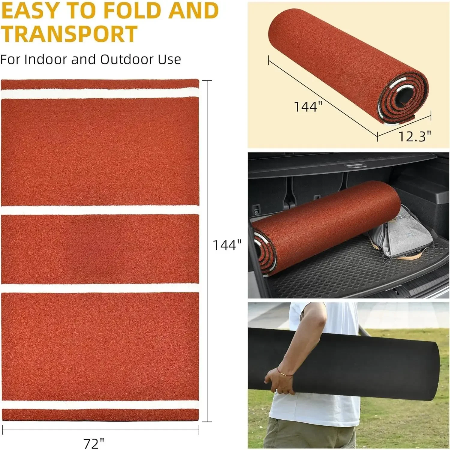 Baseball-Schlagmatte, 10 x 3,8/12 x 6 Fuß Softball-Schlagmatte, Teigbox-Rasenmatten mit Heimteller, rutschfester Baseball-Softball