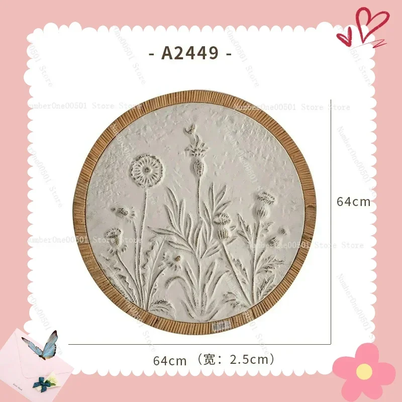 For Restaurant Wall Hanging Round Wooden Wall Art Creative White Relief Sculpture Nordic Style Decor