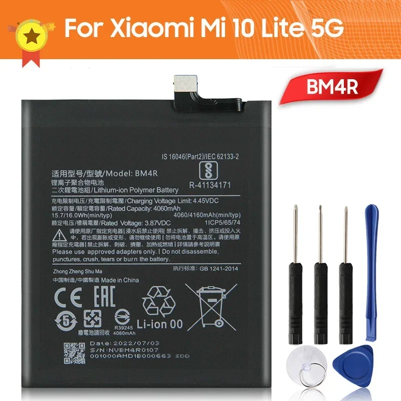 

Производство 2024 аккумулятор для телефона BM4R для Xiaomi Mi 10 Lite 5G 4160 мАч Сменный аккумулятор Высококачественные аккумуляторы с инструментами