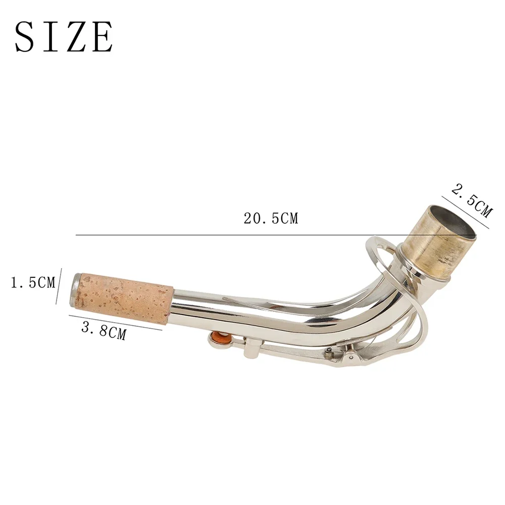 Silver Alto Saxophone Bent Neck Mouth 2.5 Cm Brass Alto Pipe Bent Neck Woodwind Instrument Replace Accessories