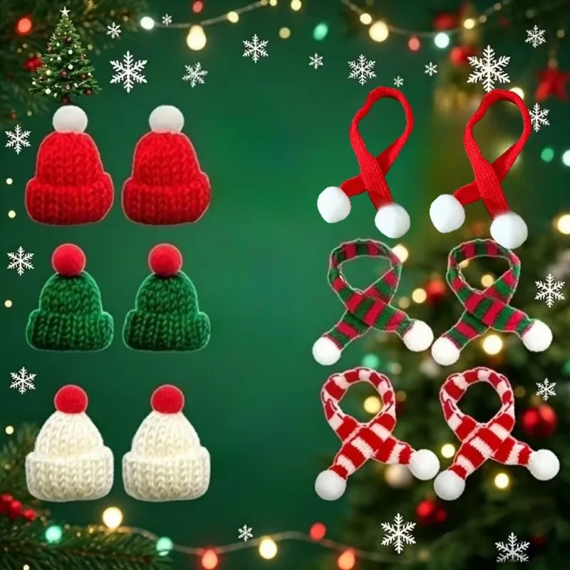 12pcs Mini Christmas Hats and Scarves, Wine Bottle Doll Finger Hats, Suitable for Christmas Holiday Decorations