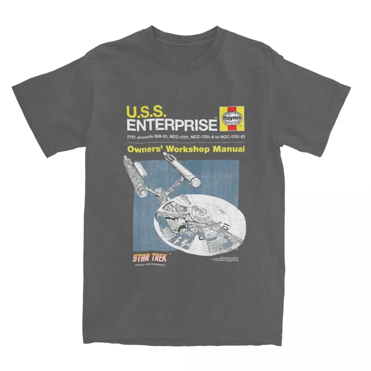 Tops manga Star Treks Vintage U.S.S Enterprise Manual T-Shirt for Men Casual 100% Cotton Tee Shirt Crew Neck T Shirt New Arrival