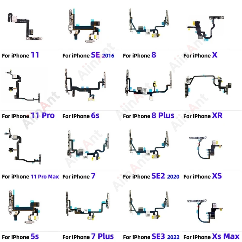Power Volume Buttons FlashLight Power Flex Cable For iPhone 11 Pro X XR Xs Max 5s SE 6s 7 8 Plus SE 2 3 2020 2022 With Sticker