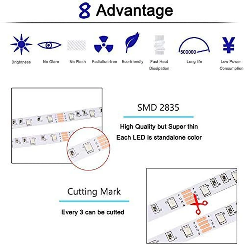 DC 12 V Volt Strip Led Light Tape 2835 RGB Waterproof 5M/Roll 12V DC 60LED/M RGB Led Strip Tape Lamp Diode Flexible TV Backlight