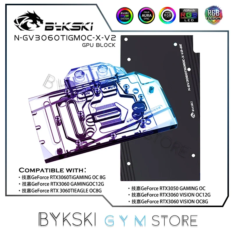 Bykski GPU Water Block For GIGABYTE Geforce RTX 3060 TI EAGLE/VISION/GAMING OC PRO 8G ,GPU Radiator VGA Cooler ,N-GV3060TIGMOC-X