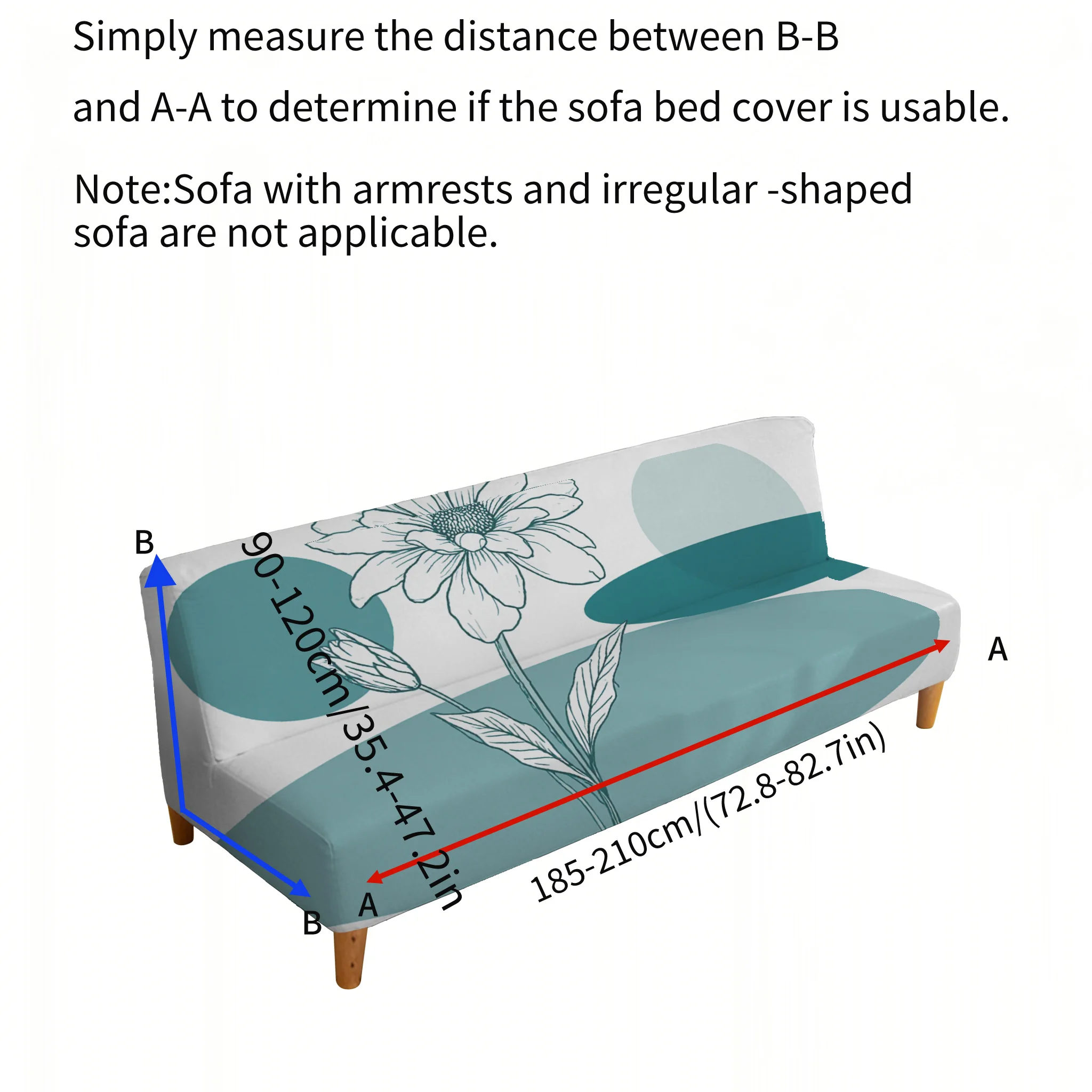 Geometric contrasting flower sofa bedspread, elastic armless sofa cover, dust-proof furniture protective cover