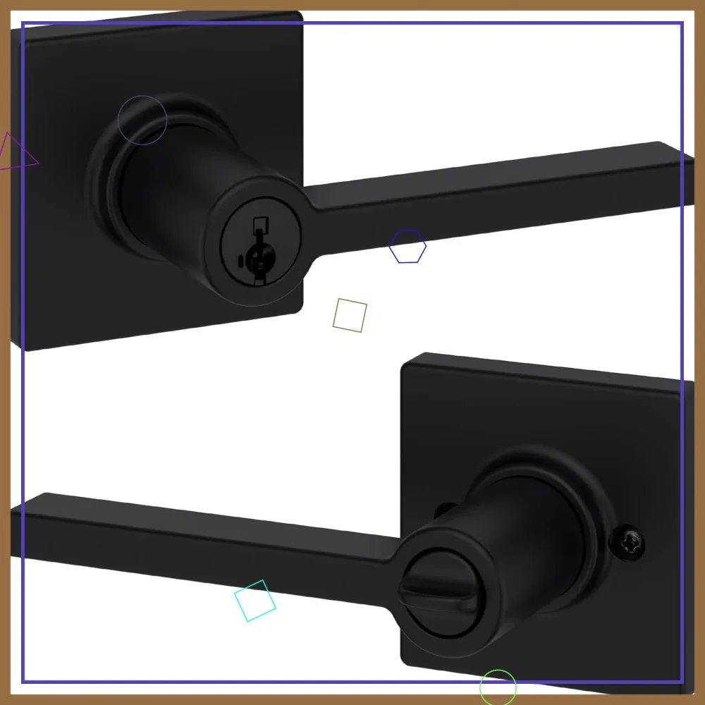 

Secure Keyed Reversible Lever Door Handle with Lock, Matte Black, Pick Resistant Smartkey and Microban for Front Entrance