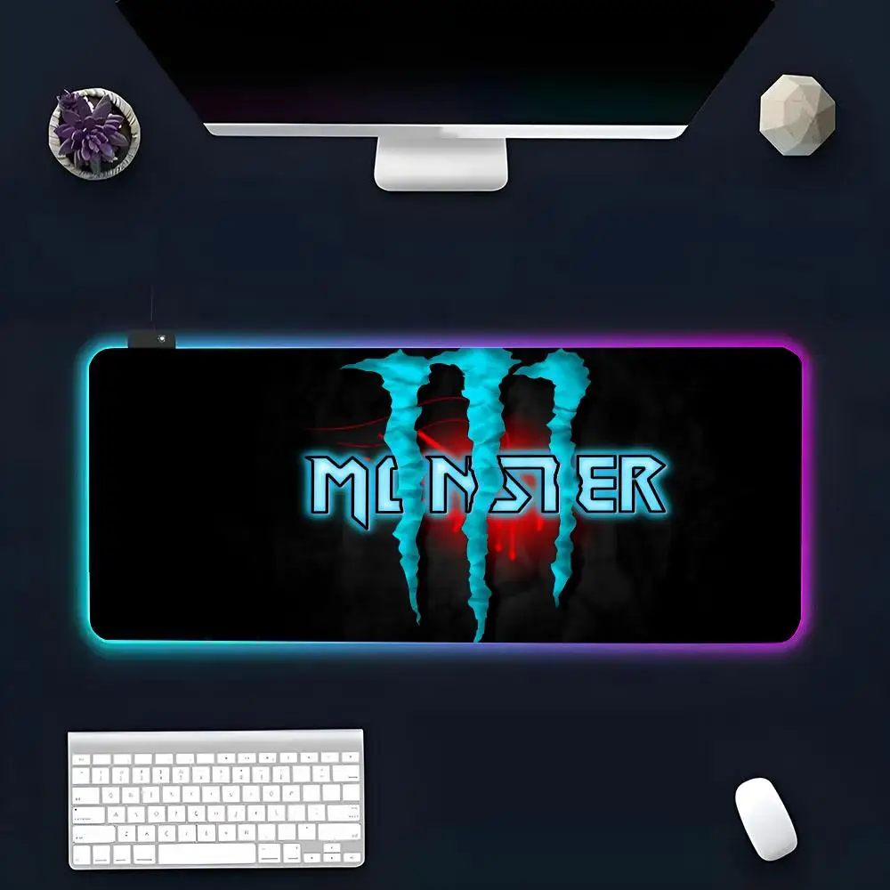 Drinking For M-Monster E-Ener-gy MINISO Mouse Pad RGB Glow Personality Picture Custom PC Table Mat Carpet Mat Game Player Dedica