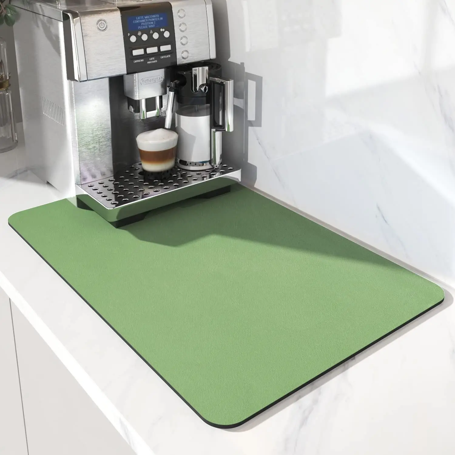 VIKAMA Solid Color Coffee Machine Mat - Kitchen Counter Drainage Pad, Non-Washable Heat Insulation Drying Mat Home Decoration
