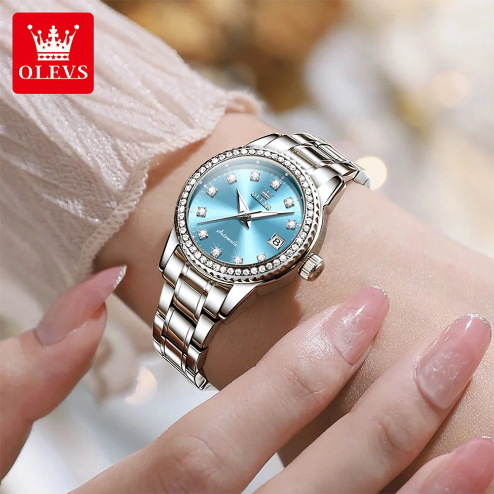 OLEVS 7003 New Color Elegant Luxury Women Watches Automatic Mechanical Watch Stainless Steel Date Watches For Woman Gifts Reloj