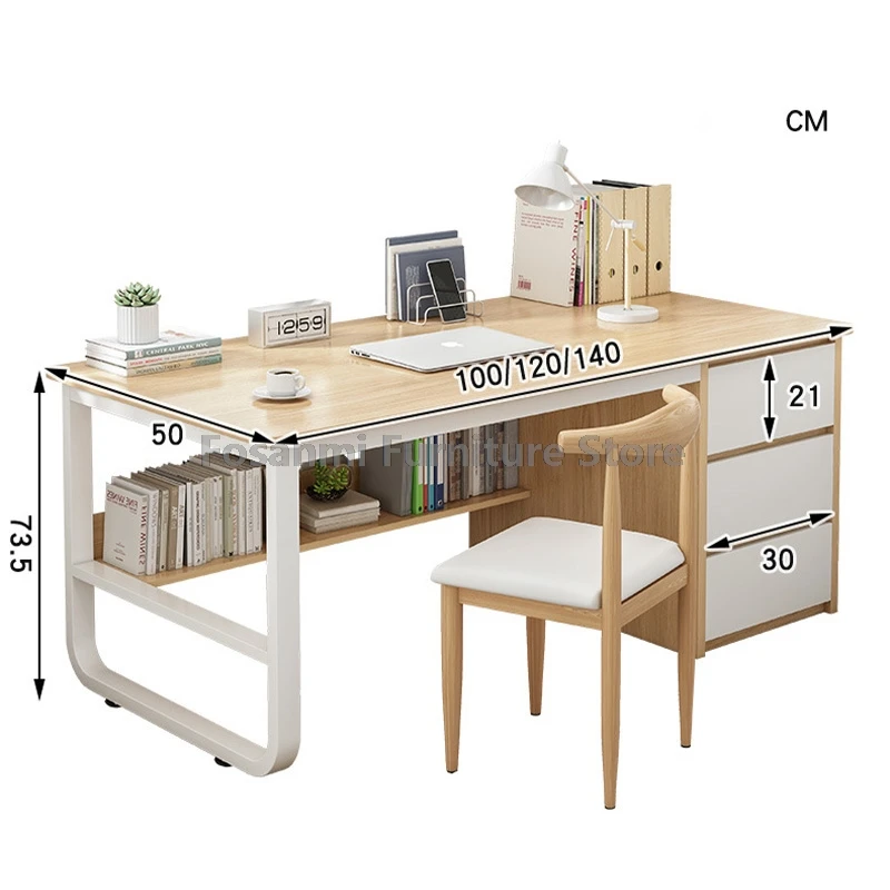 Scrivania minimalista con ripiano portaoggetti e cassetto Set di sedie da scrivania in rete traspirante Mobili per ufficio Set di tavoli e sedie per computer di casa