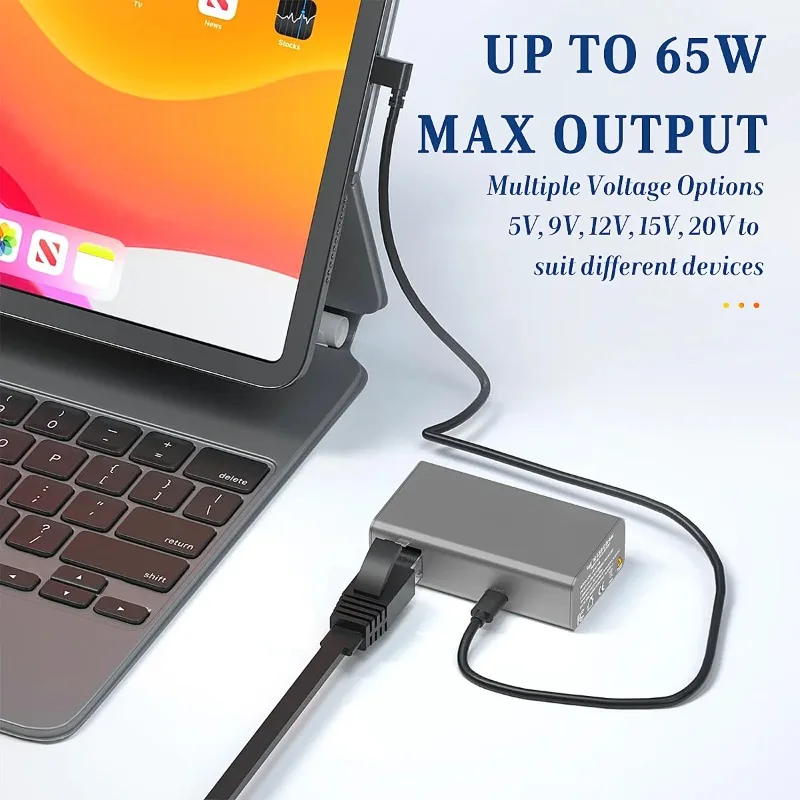 

All-in-one USBC Tablets Laptops Charger Data Transmit Adapter 802.3BT PoE Convert to Type-C with 65W Power and 1000mbps Ethernet