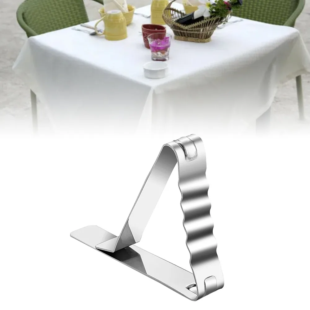 6Pcs Stainless Steel Tablecloth Clips High Elastic Large Caliber Table Top Fixing Clips Triangle Tablecloth Fixing Clips Café