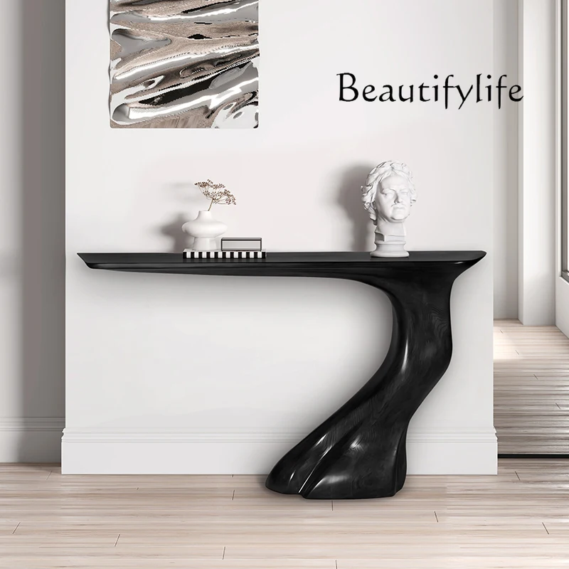 

Solid wood entrance table Italian high-end entrance entrance Villa wall view table Designer narrow table