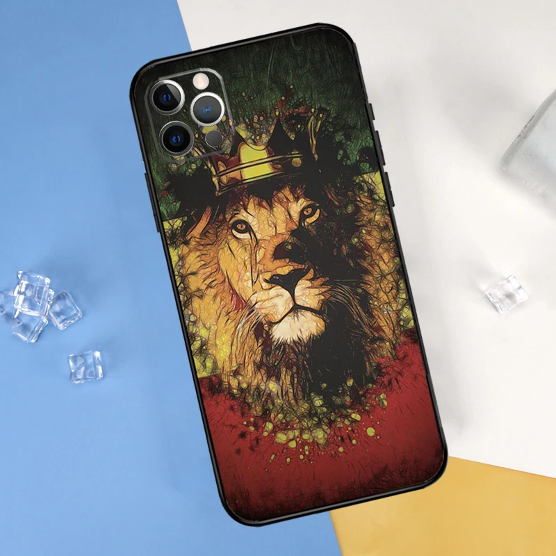 Rasta Lion Reggae Bob Marleys Phone Case For iPhone 16 Pro Max 13 12 Mini 11 14 15 Pro Max XR 16 15 Plus 16e Cover Shell