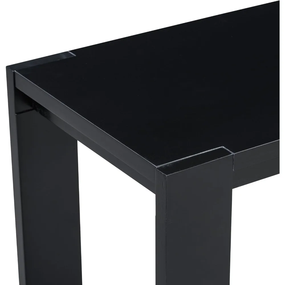 طاولة وحدة تحكم معاصرة للمدخل مقاس 59.8 بوصة مع رف تخزين لغرفة المعيشة والممر باللون الأسود