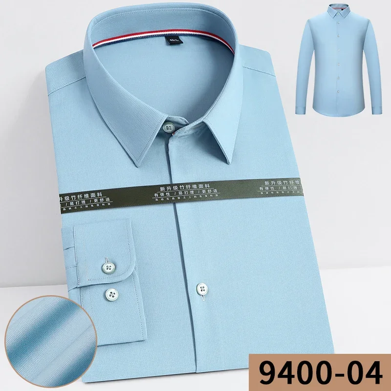 

Men's Fashion Long Sleeve Shirt Bamboo Fiber Elastic Soft Breathable Sports Casual Social Business Formal Shirts For Men