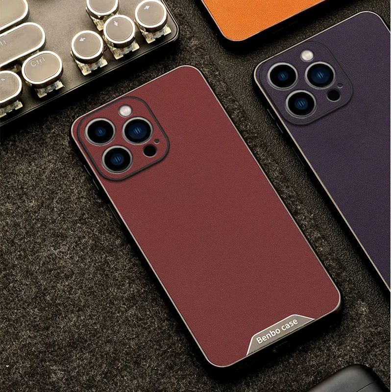 Luxuriöse Benbo-Leder-Handyhülle für iPhone 11 12 13 14 15 16 Plus 17 e Pro Max Air Modische Stoßfeste Rückseite Fundas – Detail 11