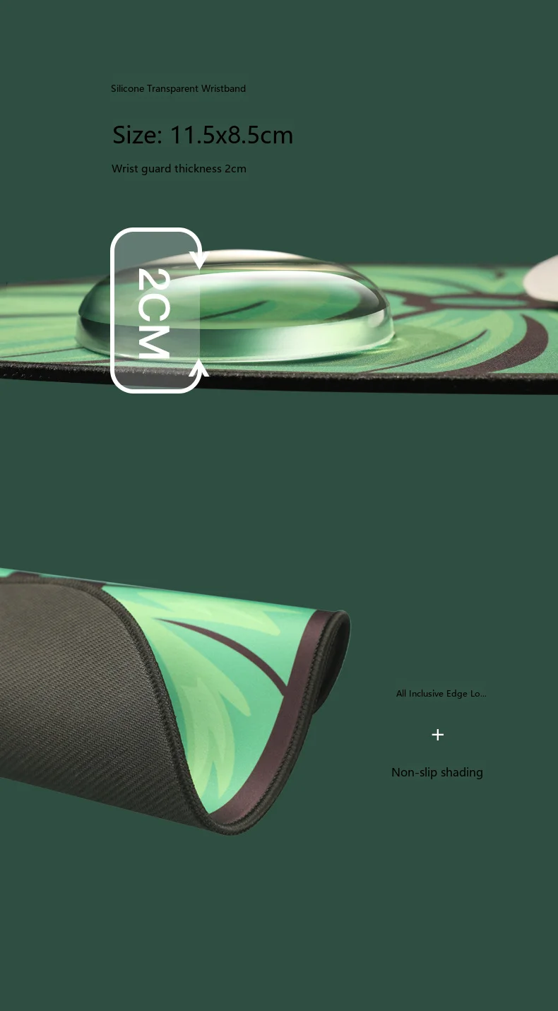 Transparente Silikon-Handgelenkauflage, Mauspad, Kristall-Sommer-Schreibtischunterlage für Büro und Gaming, kühlendes transparentes Design – Detail 2