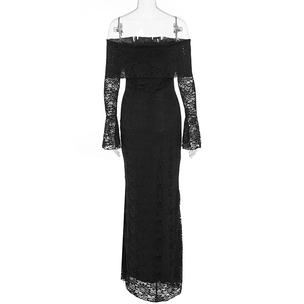 Pregnancy Photography Lace Dress Off Shoulder Long Sleeve Maternity Photoshoot Outfit Elegant Maxi Gown for Pregnant Women Lady view 5