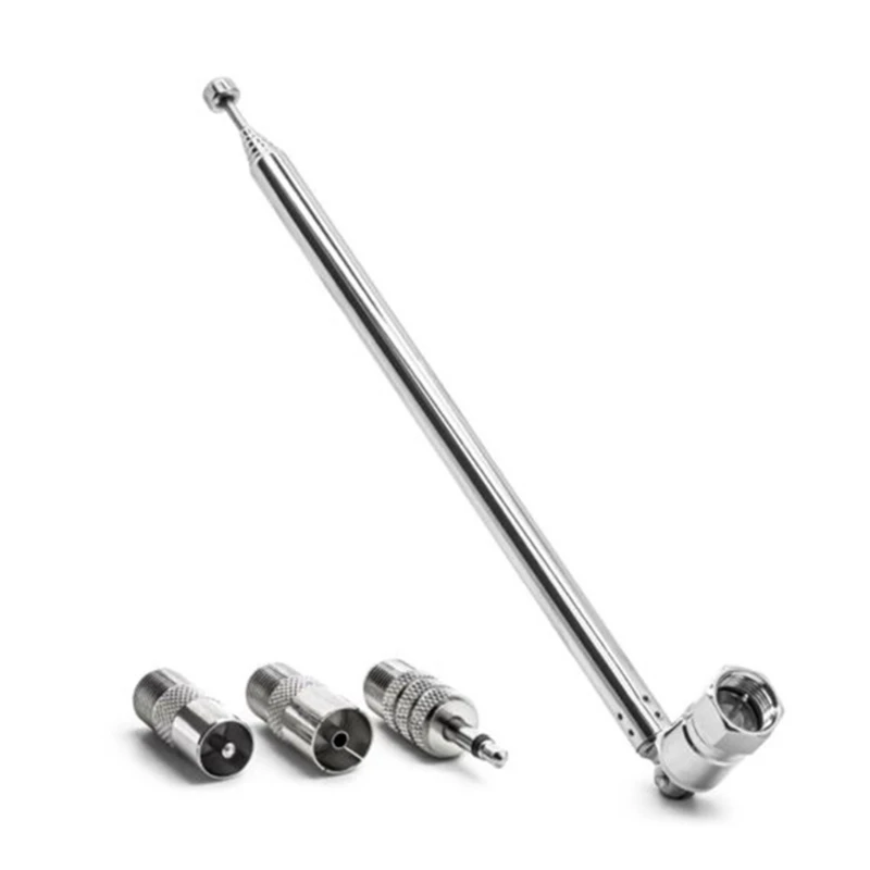 F Type TV Radio Telescopic Antenna Shrink Length 5.91in for w/ 3 Adapters F Plug Telescopic Aerial Anti-noise for TV Rad K1KF