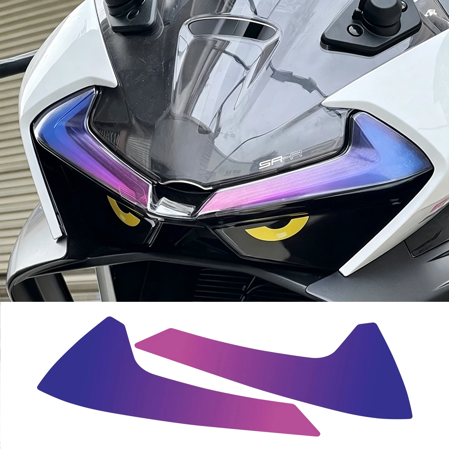 Für CFMOTO 675SR Gradient Motorrad-Scheinwerferschutzfolie Aufkleber Moto Sportbike Augenbrauen-Licht Vinyl Zubehör Dekor