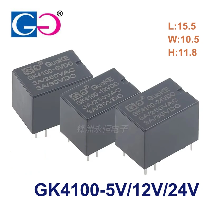 5Pcs GK Relay GK4100-5VDC 12VDC 24VDC 6Pin 3A Compatible HRS1H HK4100F-DC12V-SHG HK4100F-DC24V-SHG 5V 12V 24V Signal Relay