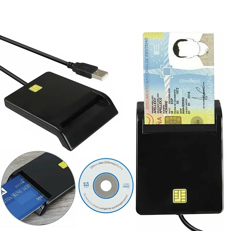 New USB 2.0 Smart ID Card Reader for SD ATM CAC TF Bank Card SIM Card Reader USB-CCID ISO Connector for Windows