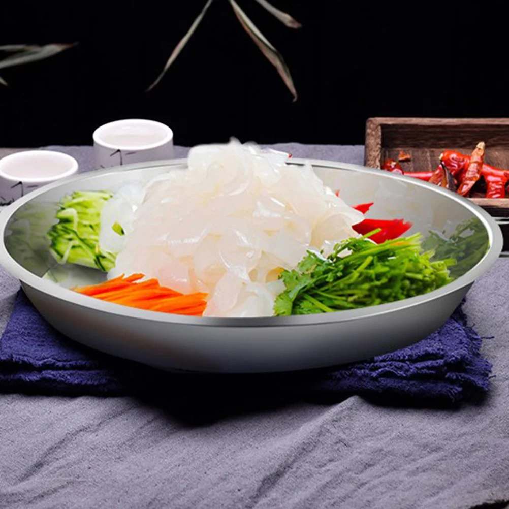 

Stainless Steel Cold Rice Noodles Plate Compact Round Food Steaming Tray for Kitchen Storage Dinner Serving Plate