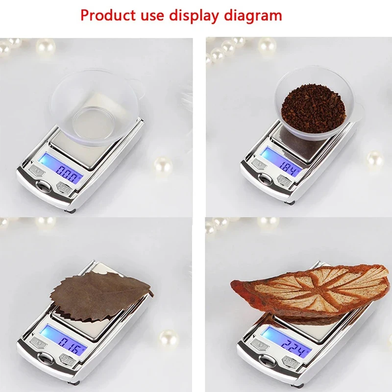 1pcs Micro Electronic Digital Scale Button Type Pocket Scale Portable Precision Weighing LCD Backlight Display 100g/200g