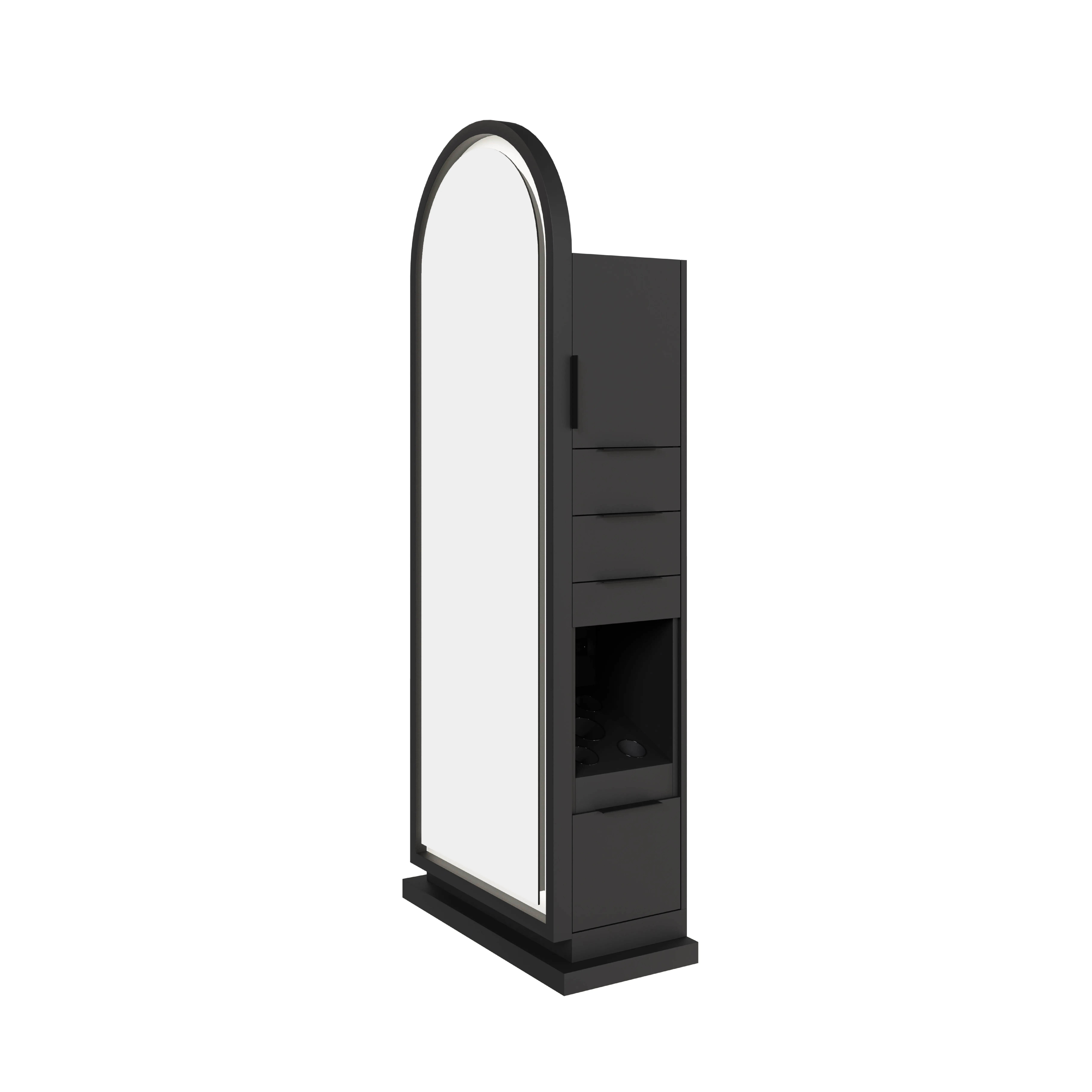 Beauty Salon Oval Mirror Double Side Styling Station Salon Furniture Full Length Barber Mirror Factory Custom Salon Led Mirror