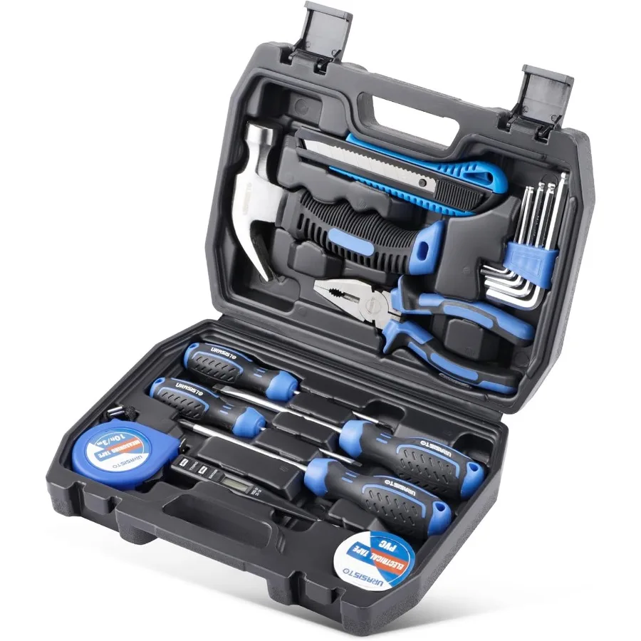 

Набор бытовых инструментов из 16 предметов, включая молоток-гвоздодер и плоскогубцы Lineman, основной базовый набор ручных инструментов, идеально подходящий для проектов DIY Ho