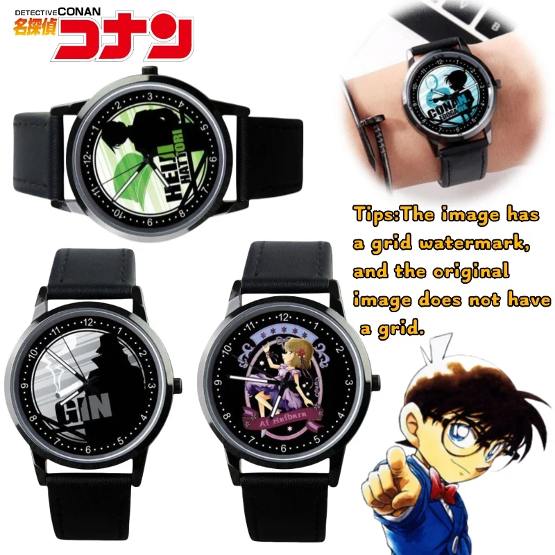 Conan Edogawa chico el ladrón fantasma Shinichi Kudo Ai Haibara reloj de alto valor dibujos animados DIY estampado impermeable reloj de cuarzo analógico