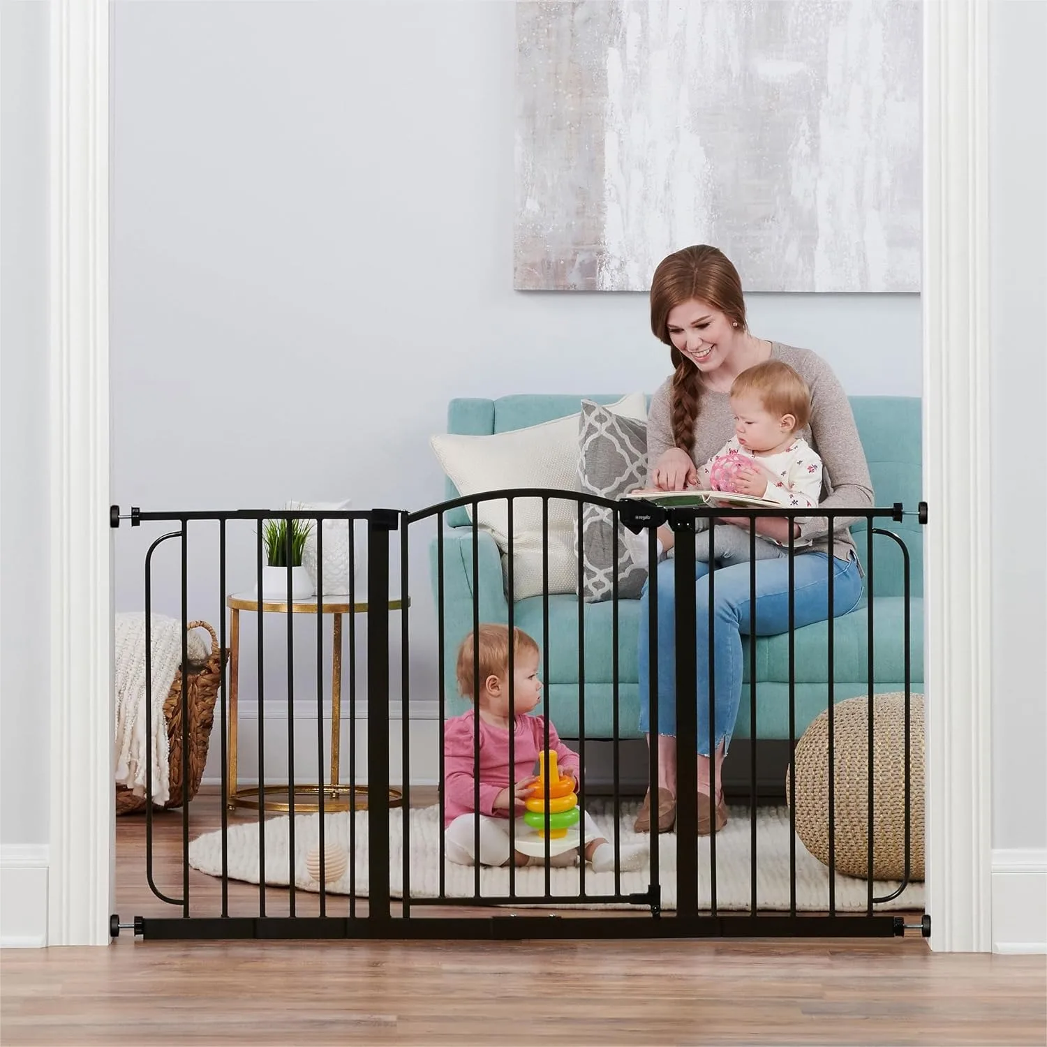 

Extra Wide Baby Gate 30.5-58" Pressure Mount Walk Through for Doorways, Stairs, Babies, Toddlers & Pets, Tested & Safe
